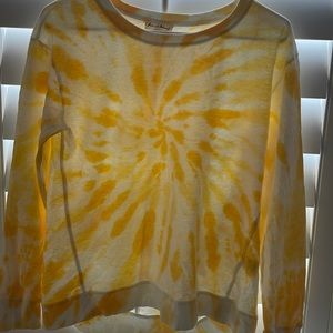 Jane and Delaney yellow tye-dye sweatshirt
